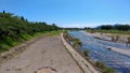 Hinokinai River riverbank in summer sunny day