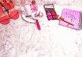 Hint of Pink Makeup Flatlay