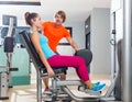 Hip abduction woman exercise at gym closing Royalty Free Stock Photo