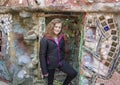 Hip eleven yearold girl posing in the Magic Garden of Isaiah Zagar, Philadelphia