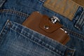 Hip flask in jeans pocket