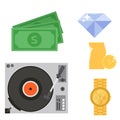 Hip hop accessory vector musician instruments jewelry accessories breakdance expressive rap music dj teenager expressive