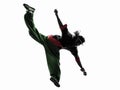 Hip hop acrobatic break dancer breakdancing young man jumping si Royalty Free Stock Photo