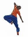 Hip hop acrobatic break dancer breakdancing young man jumping si Royalty Free Stock Photo