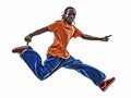 Hip hop acrobatic break dancer breakdancing young man jumping si Royalty Free Stock Photo