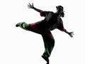 Hip hop acrobatic break dancer breakdancing young man silhouette Royalty Free Stock Photo