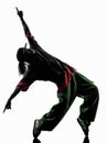 Hip hop acrobatic break dancer breakdancing young man silhouette Royalty Free Stock Photo