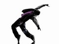 Hip hop acrobatic break dancer breakdancing young man silhouette Royalty Free Stock Photo