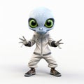 Hip Hop Alien: A Halloween-themed Urban Character In A Stylish White Jacket