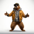 Hip-hop Bear: Photorealistic 3d Rendering Of A Stylish European Brown Bear