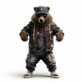 Hip-hop Bear: Photorealistic 3d Rendering Of A Stylish Syrian Brown Bear