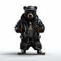 Hip-hop Black Bear: Photorealistic 3d Rendering Of Rapper Bear In Jacket