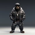 Hip-hop Black Bear Rapper In Photorealistic 3d Rendering