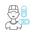 hip hop boy line icon, outline symbol, vector illustration, concept sign Royalty Free Stock Photo