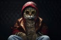 Hip hop cat. Generative AI Royalty Free Stock Photo