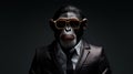 Hip-hop Chimpanzee: A Solarized Portraiture Specialist In Business Suits