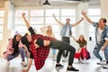 professional hip hop dancer in motion, showing movements for people surrounding dancer Royalty Free Stock Photo