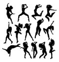 Hip Hop Dancing Silhouettes Royalty Free Stock Photo