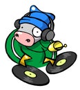 Hip hop dee jay cow playing vinyl records