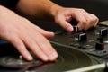 Hip-hop DJ scratching the vinyl Royalty Free Stock Photo