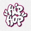 Hip hop in graffiti style text with halo on transparent background design. Royalty Free Stock Photo