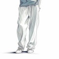 Hip-hop Inspired Anime Man In White Pants - Realistic Detail And Minimalist Style Royalty Free Stock Photo