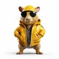 Hip-hop Inspired 3d Rendering Of A Stylish Yellow Rat