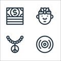 Hip hop line icons. linear set. quality vector line set such as vinyl, necklace, rapper