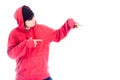 Hip Hop man in red hoody pointing Royalty Free Stock Photo