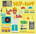 Hip hop man vector musician with microphone breakdance expressive rap modern young rapper guy dancer trendy lifestyle