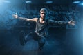 Hip hop performance, cool dance in studio Royalty Free Stock Photo