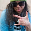 Hip hop rap girl Royalty Free Stock Photo