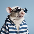 Hip Hop Rat: A Groovy And Sensationalist Character In Striped Shirt And Sunglasses Royalty Free Stock Photo