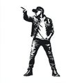hip hop silhouette , black and white illustration isolated on white background Royalty Free Stock Photo