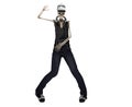 Hip Hop Skeleton Dance with headphone Pose with clipping path