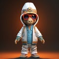 Hip-hop Style Llama: Groovy 3d Rendering In Colorful Cartoon Fashion