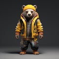 Hip-hop Inspired Andean Bear In Zbrush: 3d Image On White Background