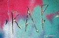 Hip-hop texture of a wall painted in pink and blue. Royalty Free Stock Photo