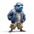 Hip-hop Western Blue Groper: A Unique 3d Character Design Royalty Free Stock Photo