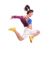 Hip hop woman dancer jumping Royalty Free Stock Photo