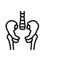 Black line icon for Hip, pelvis and skeleton Royalty Free Stock Photo