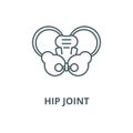Hip joint vector line icon, linear concept, outline sign, symbol