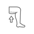 Hip liposuction, thigh plastic surgery line icon.