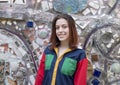 Hip seventeen yearold girl posing in the Magic Garden of Isaiah Zagar, Philadelphia