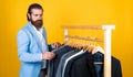 Hip and stylish. business fashion style. dry cleaning service. style and people concept. Handsome man in smart casual Royalty Free Stock Photo