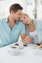 Hip young couple having desert and coffee together Royalty Free Stock Photo