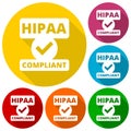 HIPAA badge - Health Insurance Portability and Accountability Act icons