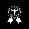 HIPAA badge icon isolated on dark background