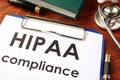HIPAA compliance form on a clipboard. Royalty Free Stock Photo