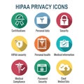 HIPAA Compliance icon set with hippa image involving medical privacy Royalty Free Stock Photo